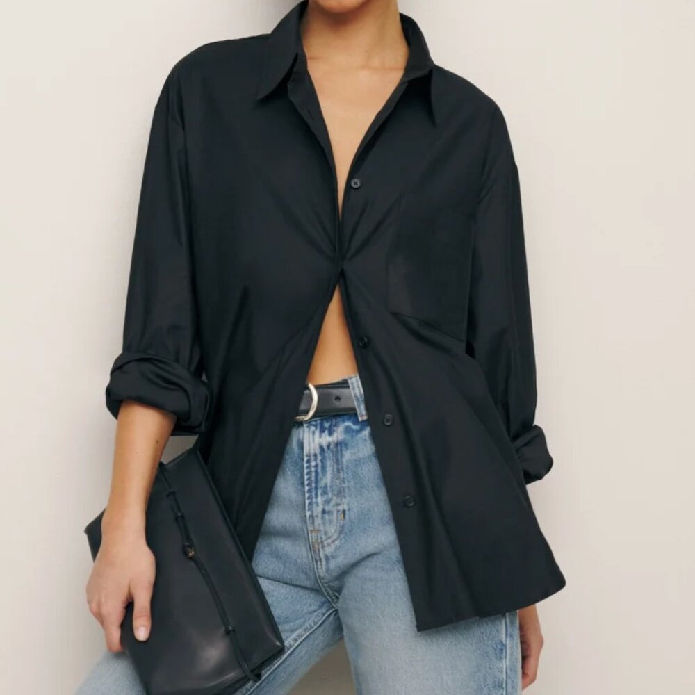 Reformation Will Oversized Shirt, Black